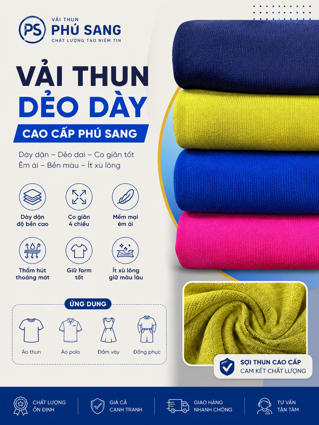 Vải thun Dẻo dày - VISCO dày